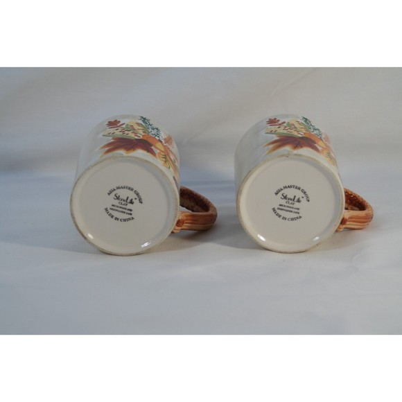 Asia Master Group Stonelite Clay Mug Lot Of 2 Fall Harvest Wheat Shaped Handle - Picture 5 of 11